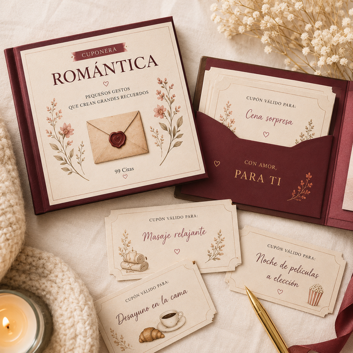 Cuponera Romántica con 20 cupones para sorprender